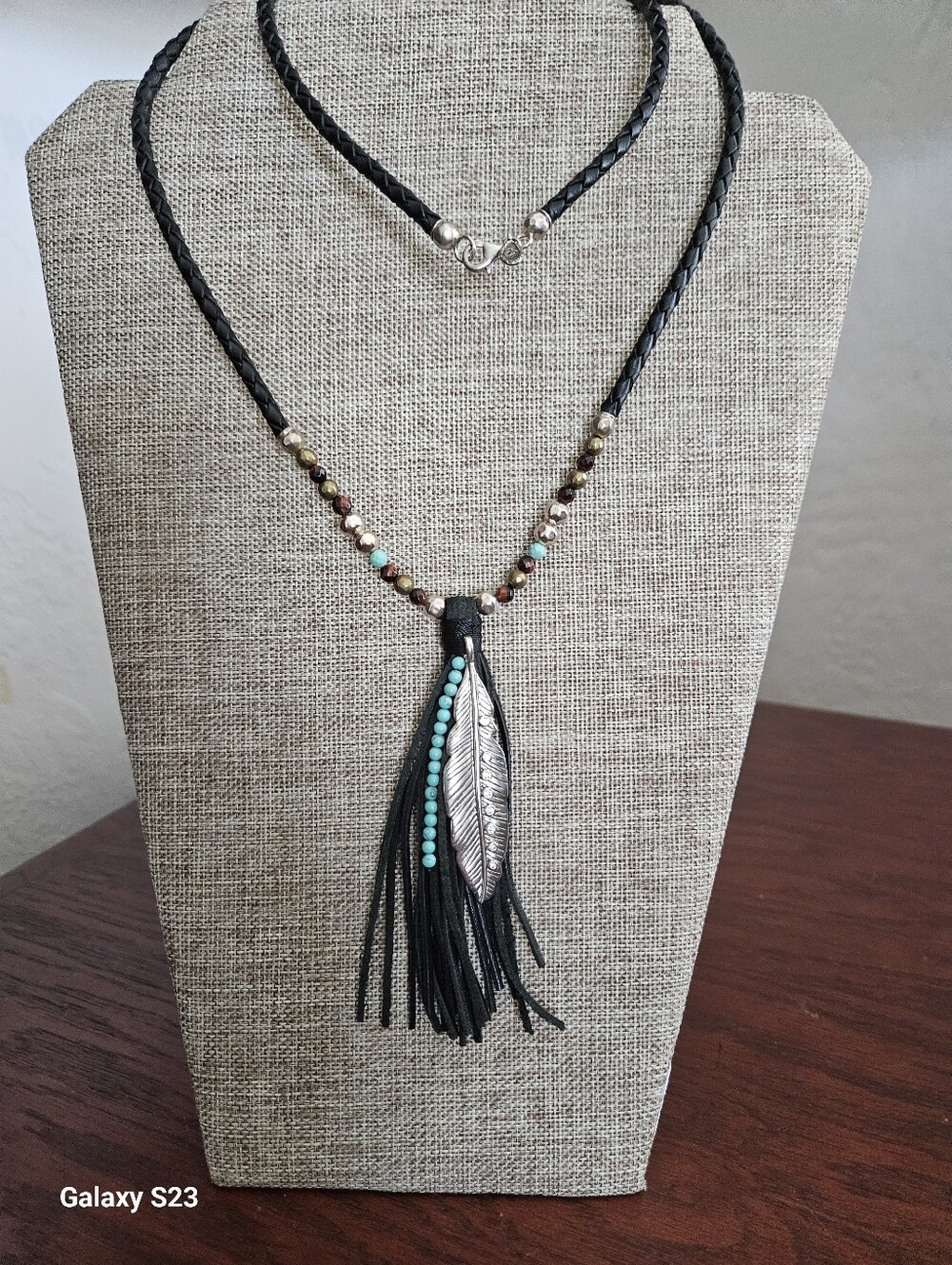 Silpada Leather And Silver Feather Necklace NIB
